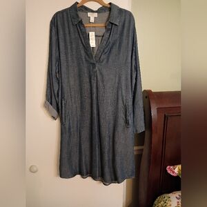 LOFT Chambray Blue Denim Lounge Dress Lyocell XXL New With Tags